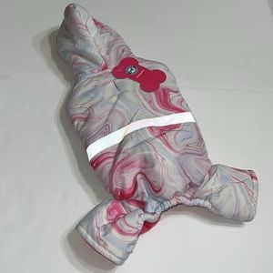 NWT Furever Friends Pet Apparel Pink Marble Swirl Dog Snowsuit XS